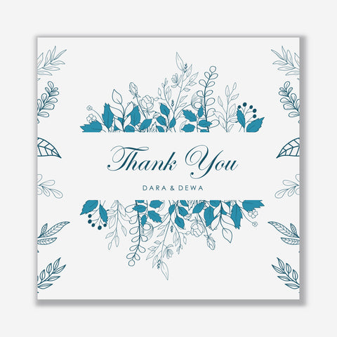 Plantable Teal Floral Thank You Cards - Set of 100