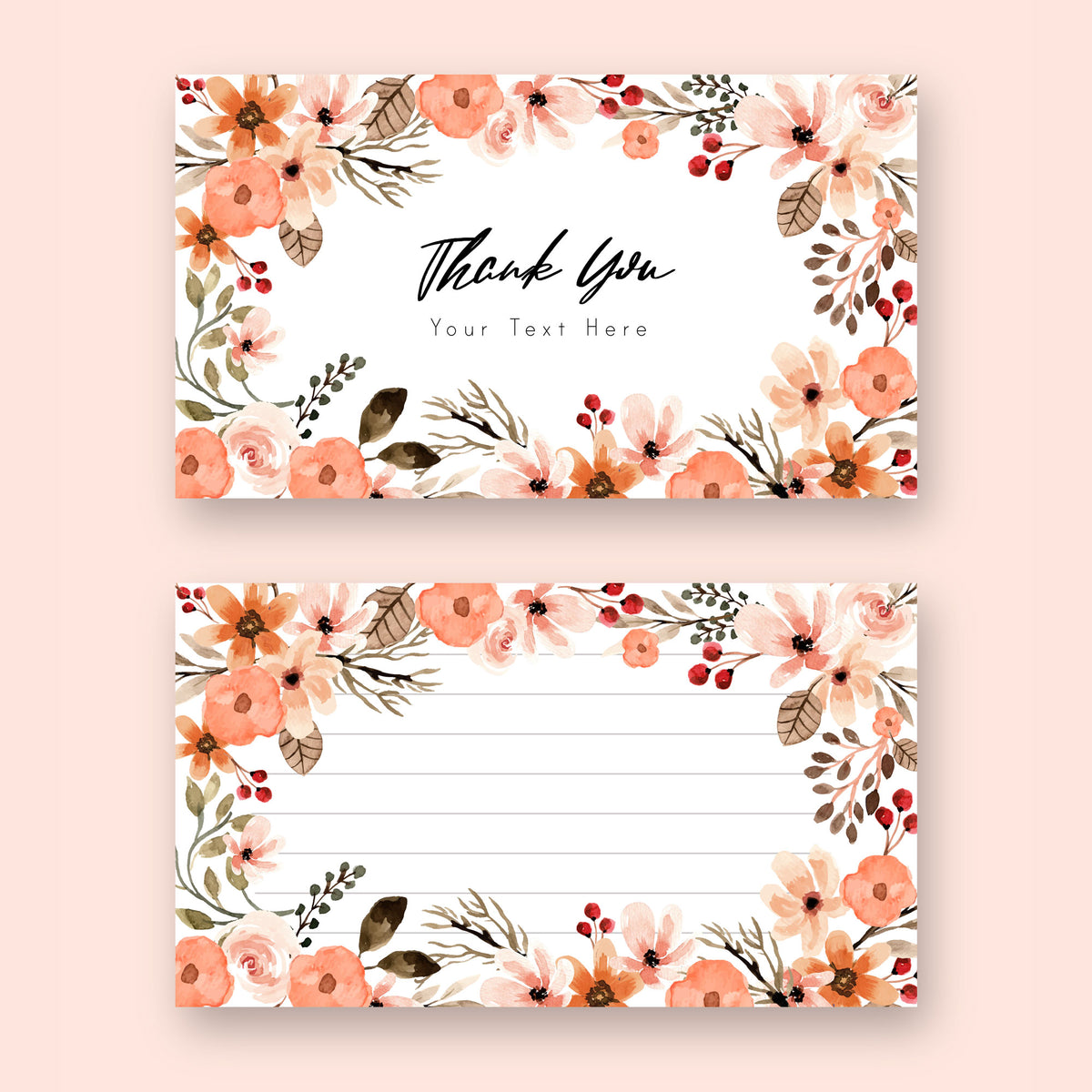 Plantable Terracotta Floral Thank You Cards - Set of 100