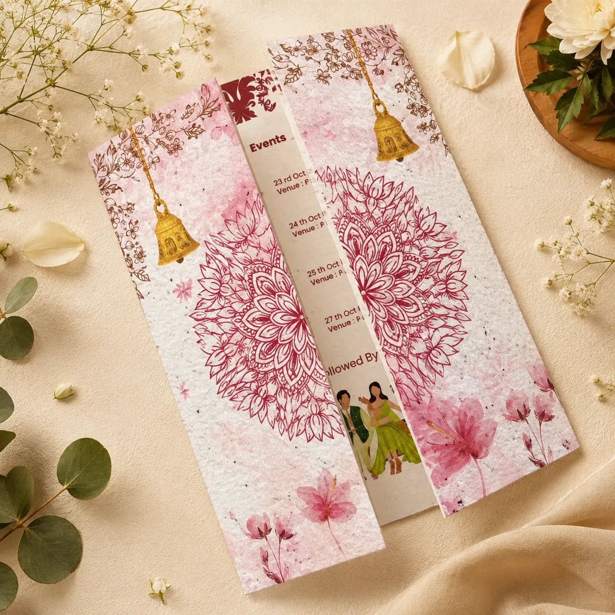 Traditional Plantable Hindu Wedding Doorfold Card with Elegant Mandala Design