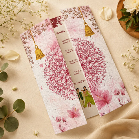 Traditional Plantable Hindu Wedding Doorfold Card with Elegant Mandala Design