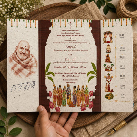 Traditional Hindu Plantable Wedding Invitation | Eco-Friendly Doorfold Card