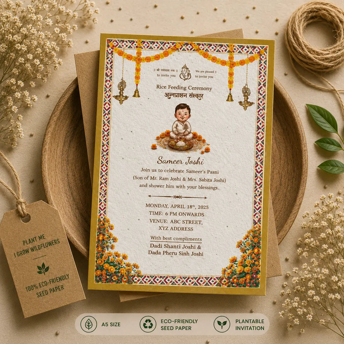 Traditional Plantable Annaprashan Invitation Card