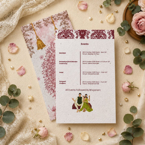 Traditional Plantable Hindu Wedding Doorfold Card with Elegant Mandala Design