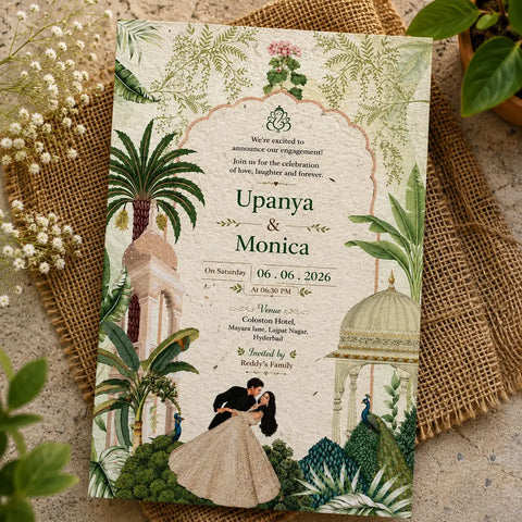 Tropical Garden Plantable Engagement Invitation Card