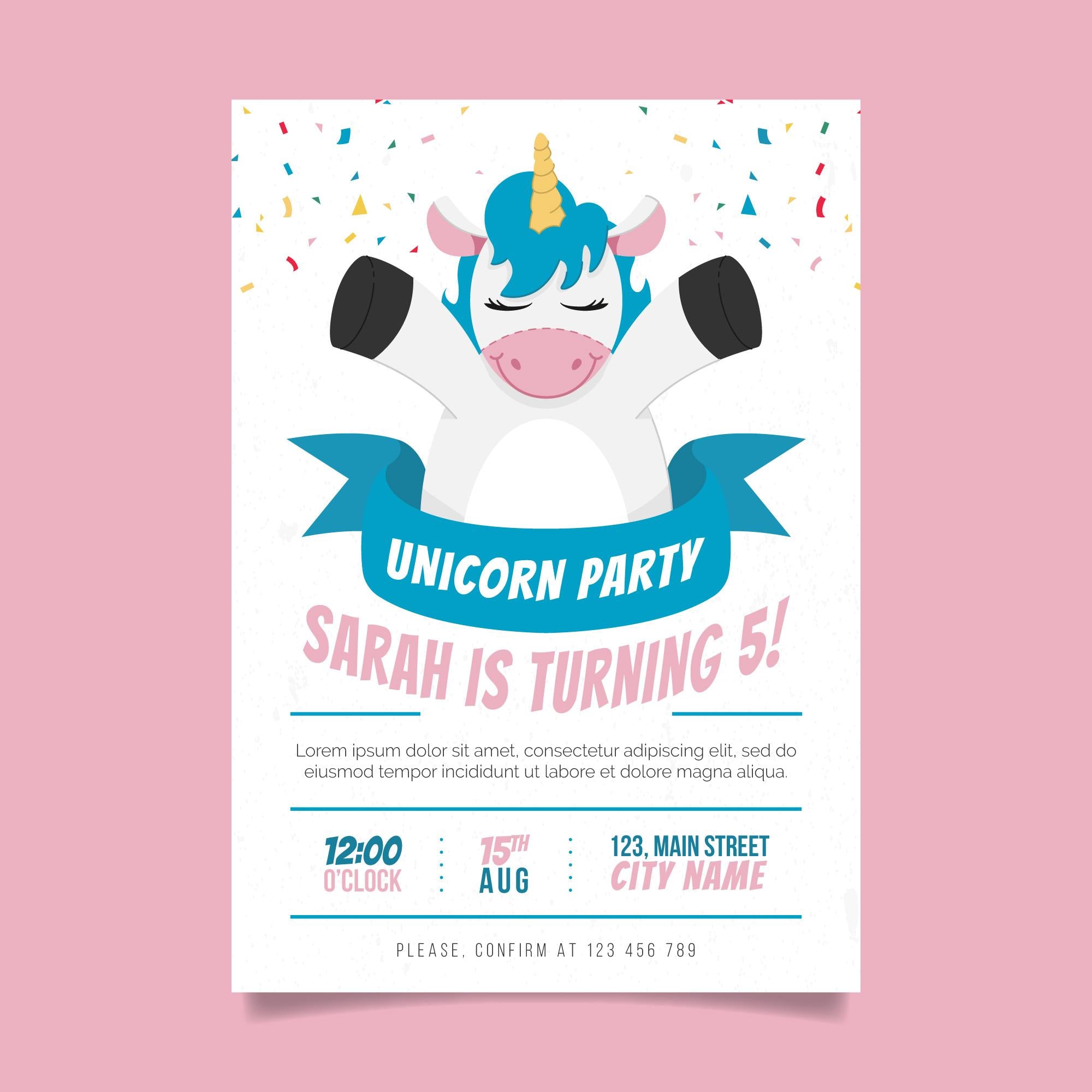 Plantable Unique Unicorn Birthday Party Invitation Card
