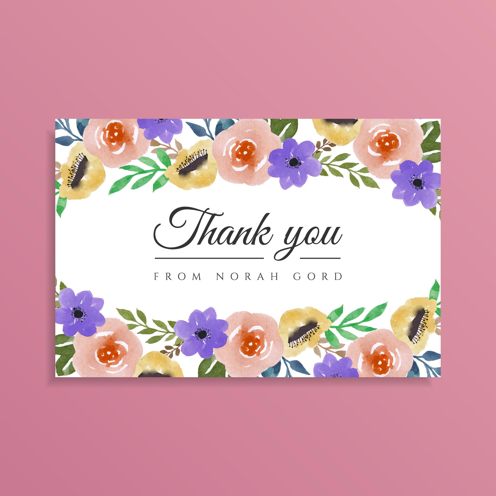 Plantable Watercolor Floral Thank You Cards - Set of 100