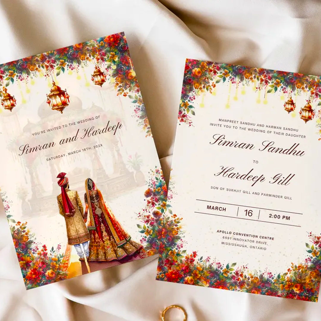 Plantable White Blossom Sikh Wedding Invitation Card