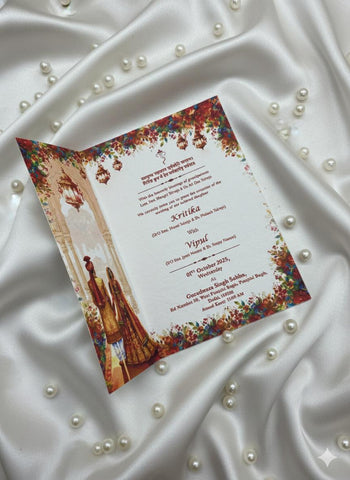 Plantable Half Fold  Elegant Indian Wedding Invitation Card