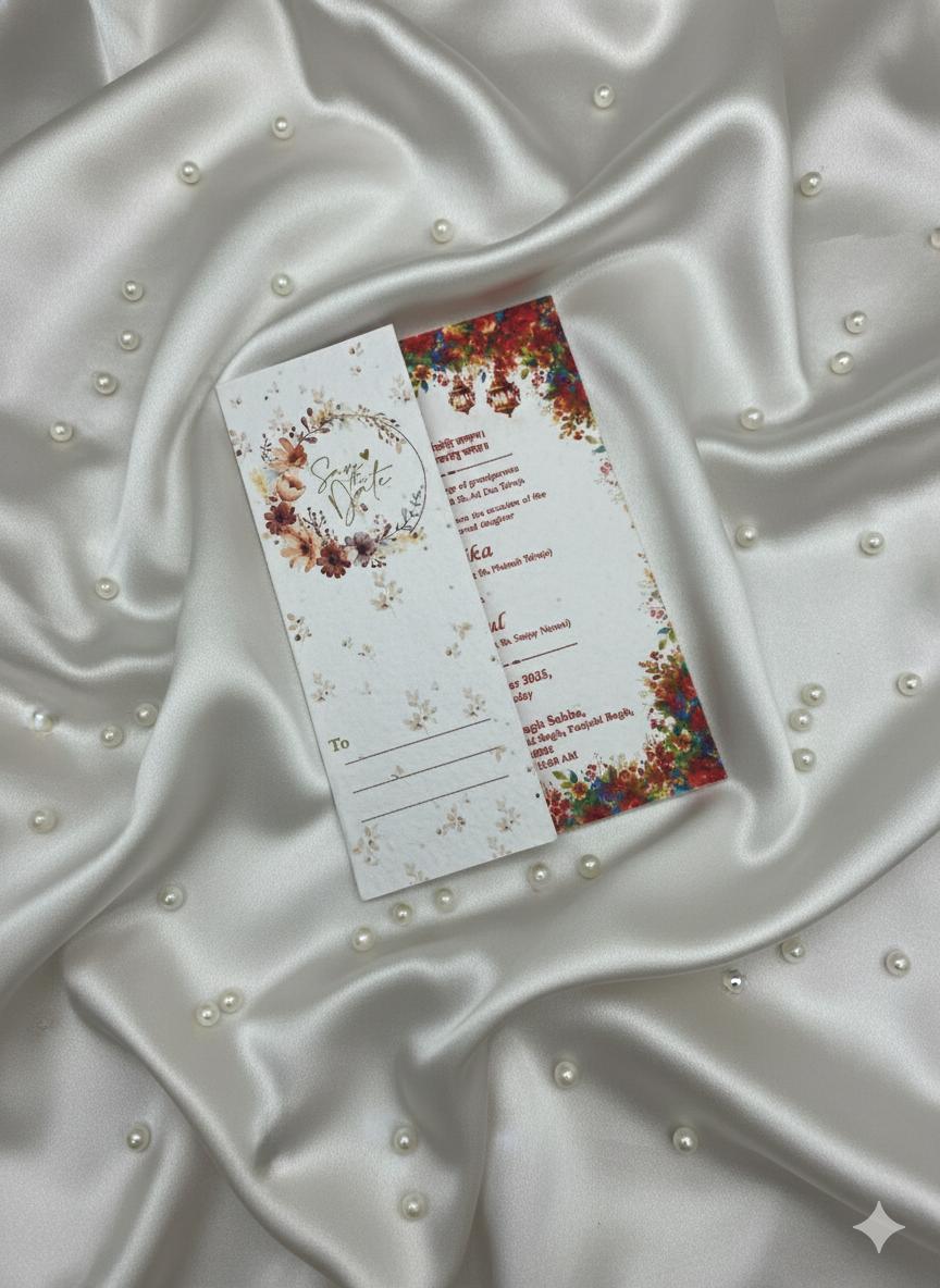 Plantable Half Fold  Elegant Indian Wedding Invitation Card