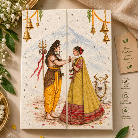 Wildlense Divine Shiv Parvati – Eco-Friendly Plantable Wedding Card