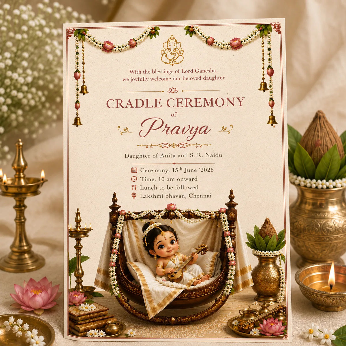 Wildlense Eco-Friendly Seed Paper Handmade Baby Ceremony Invitation