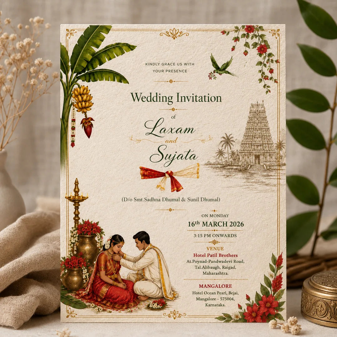 Wildlense Eco-Friendly Seed Paper South Indian Hindu Wedding Invitation