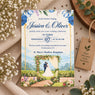Wildlense Elegant Christian Blue Floral & Bible Verse Wedding Invitation Card