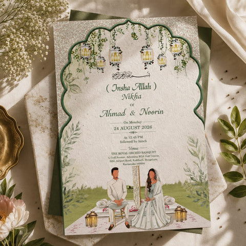 Wildlense Elegant Islamic Plantable Nikah Invitation Card A5 Seed Paper