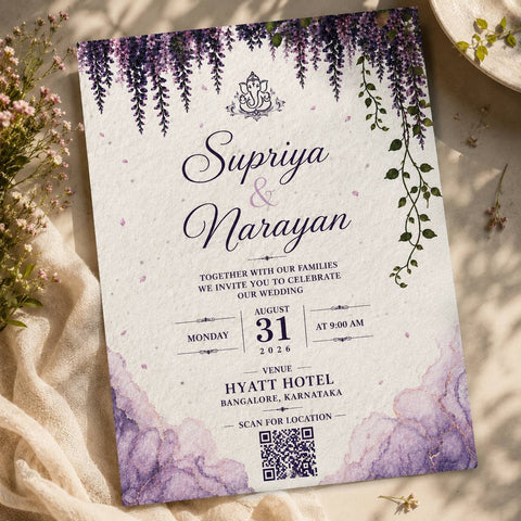 Wildlense Lavender Bloom Eco-Friendly Seed Paper Plantable Wedding Invitation