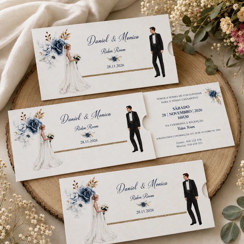 Wildlense Luxury Sliding Christian Plantable Seed Paper Wedding Invitation with Blue Floral Theme