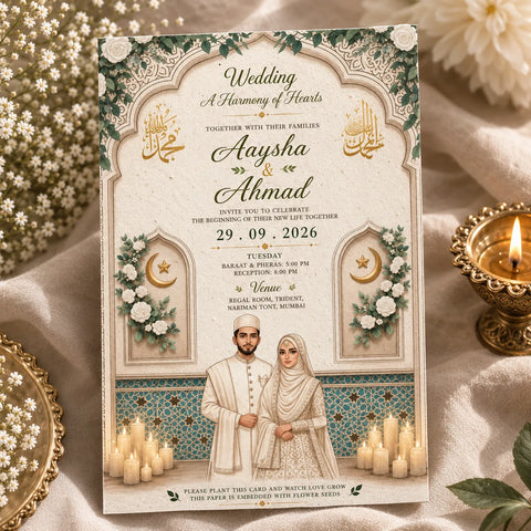 Wildlense Personalized Nikah Plantable Seed Paper Wedding Invitation Card