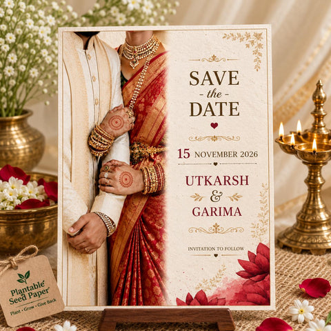 Wildlense Personalized Plantable Save the Date Eco-Friendly Seed Paper Wedding Card