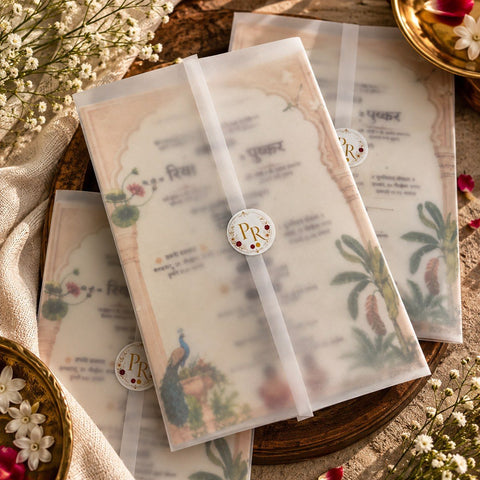 Wildlense Personalized Translucent Wedding Invitation Cover with Initials Sticker