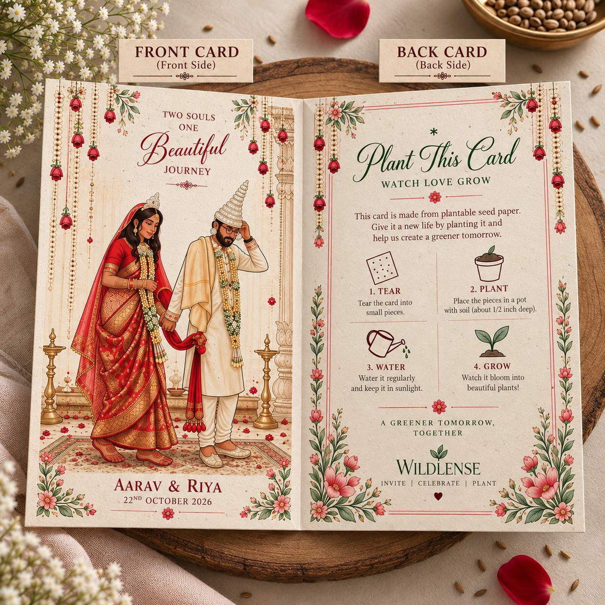 Wildlense Plantable Bifold Blooming Forever  Bengali Wedding Invitation