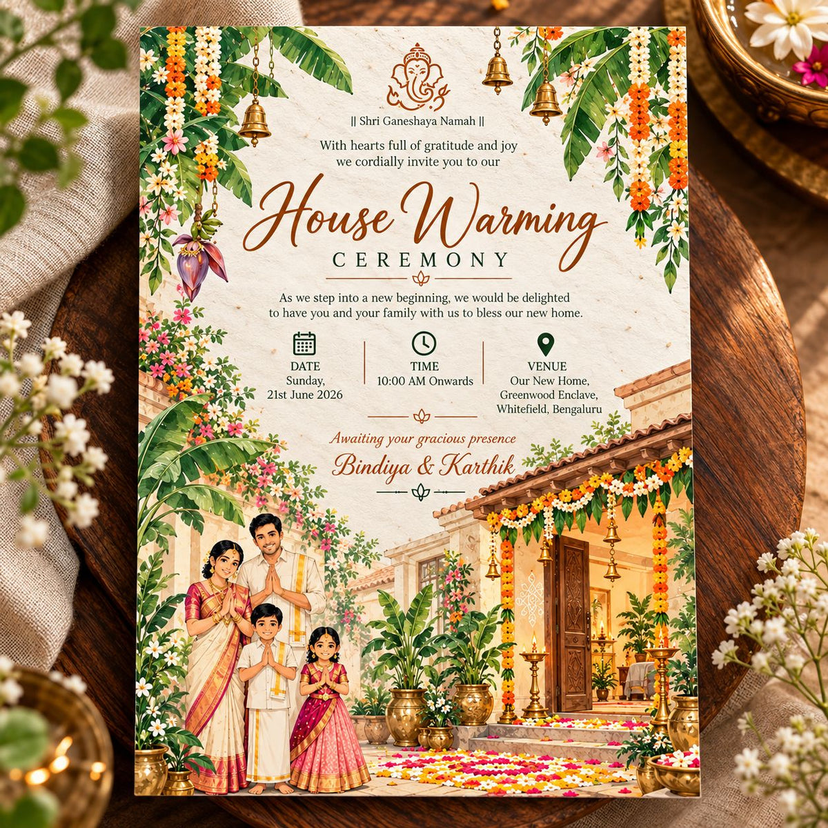 Wildlense Plantable Bless Your New Home House Warming Griha Pravesh Invitation Card