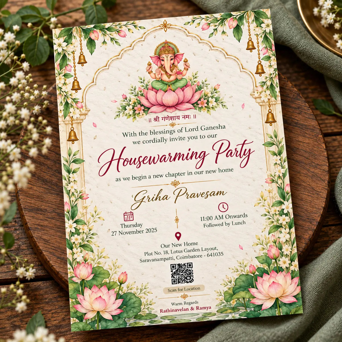 Wildlense Plantable Divine Ganesha Griha Pravesam Housewarming Plantable Invitation Card