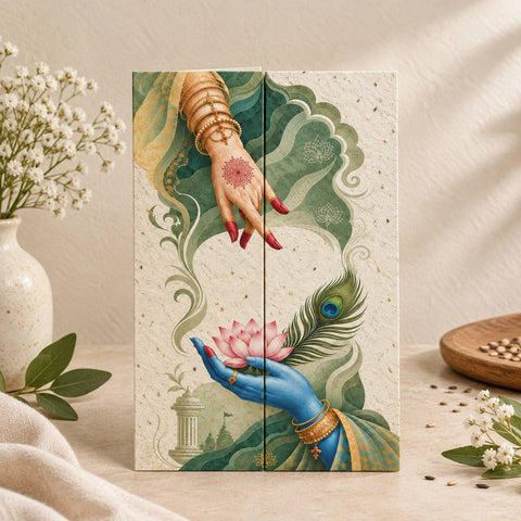 Wildlense Plantable  Door Fold  Elegant Green Botanical Wedding Invitation Card