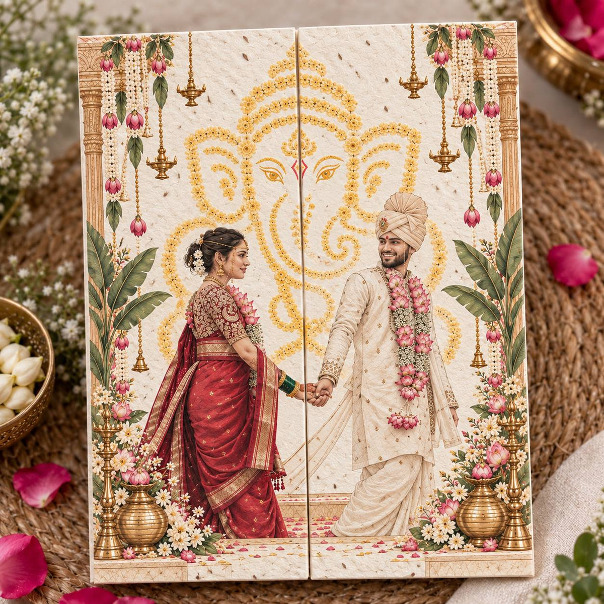 Wildlense Plantable Door Fold Sanskriti Marathi Wedding Invitation Card