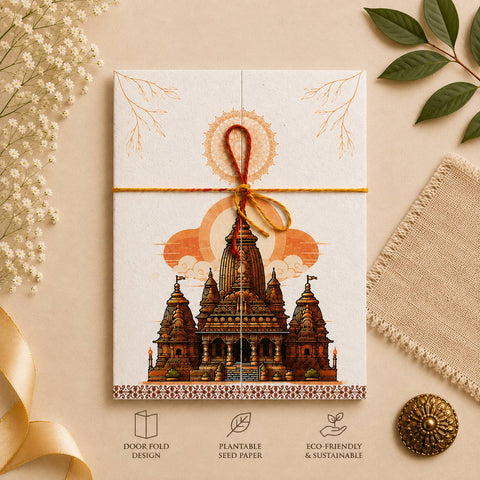 Wildlense Plantable Doorfold Odia Shree Jagannath Puri Temple Wedding Card