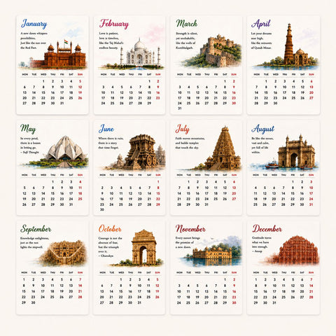 Wildlense Plantable Eco Friendly Heritage Monument Desk Calendar - Set of 10