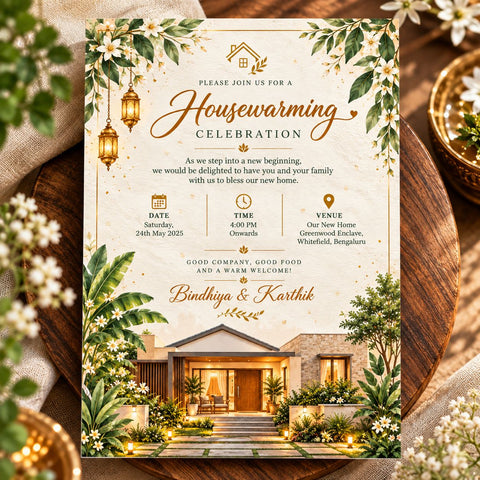 Wildlense Plantable Elegant Botanical Housewarming – A5 Plantable Invitation Card