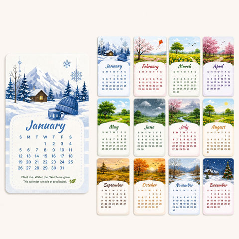 Wildlense Plantable Handmade Seed Paper Indian Seasons Desk Calendar – Set of 10