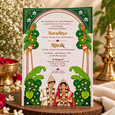 Wildlense Plantable Honour Tradition Bengali  Wedding Invitation Card