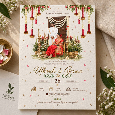 Wildlense Plantable Marathi-inspired wedding invitation card