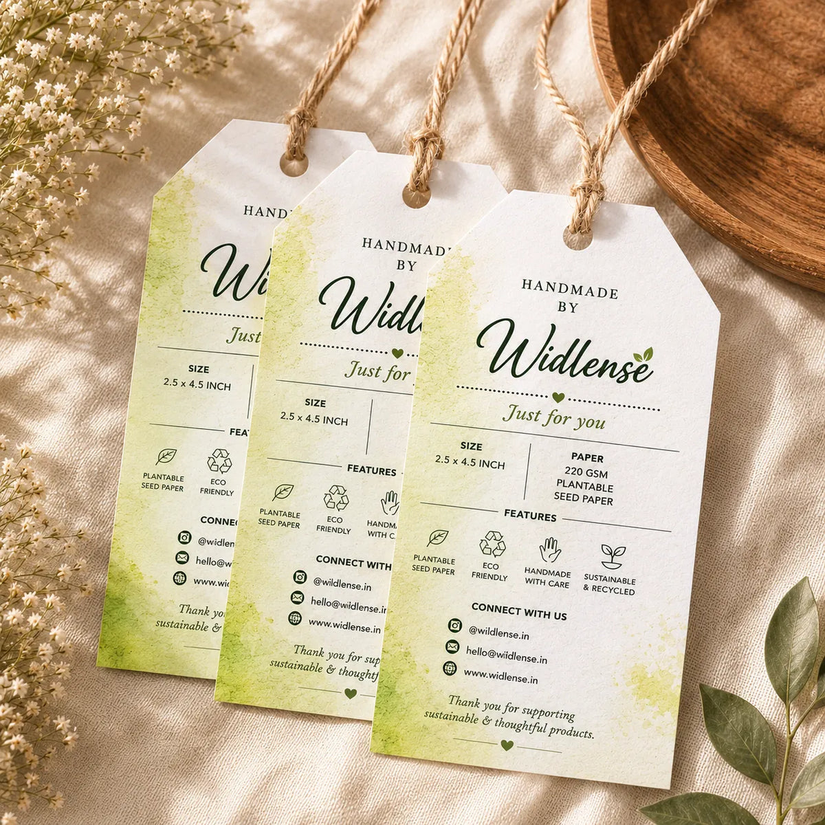 Wildlense Premium Plantable Seed Paper Clothing Hang Tag | Eco-Friendly