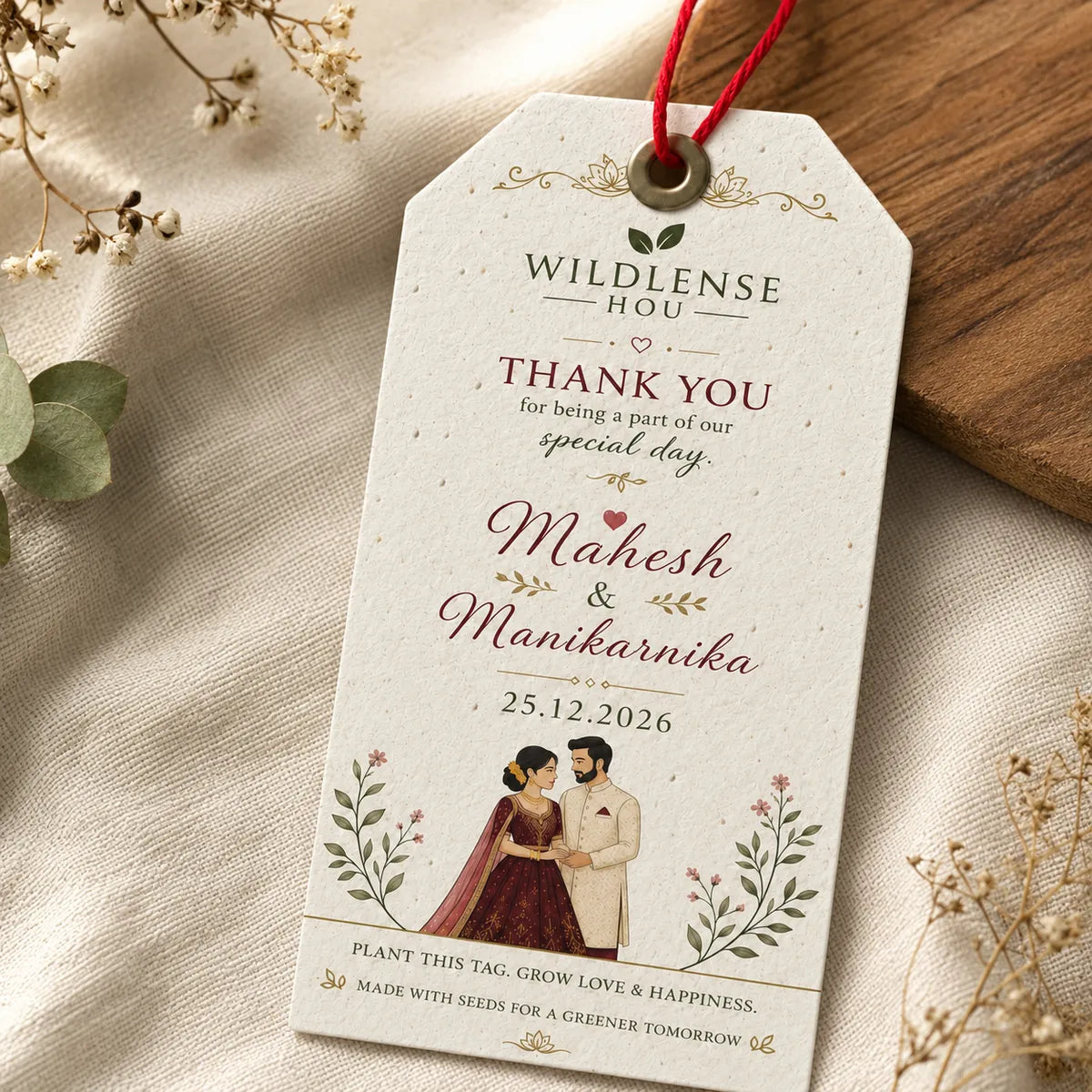 Wildlense Premium Plantable Seed Paper Wedding Thank You Tag