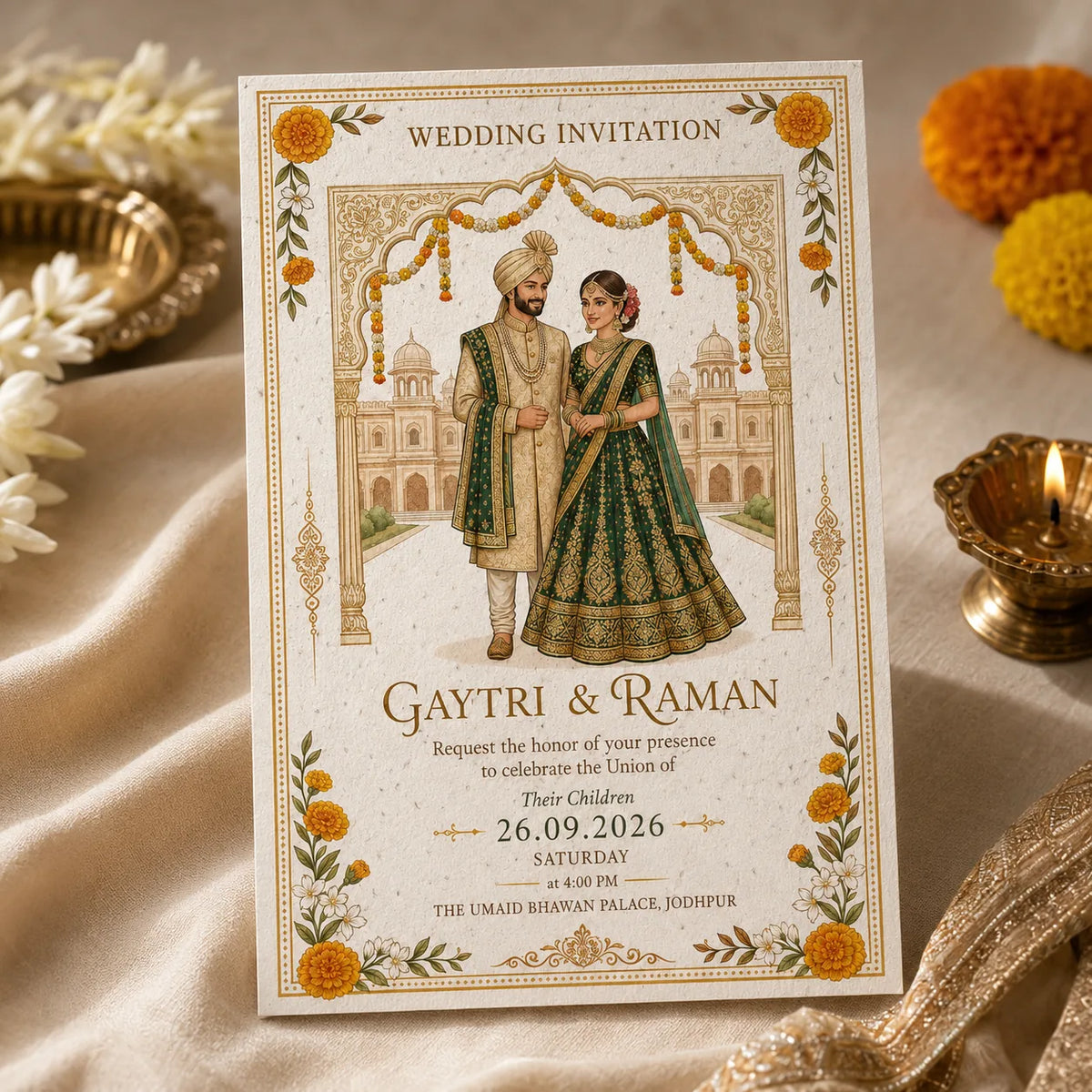 Wildlense Royal Indian Couple Plantable Seed Paper Biodegradable  Wedding Invitation Card