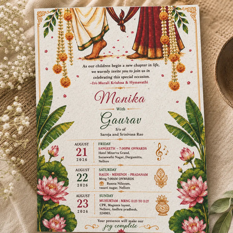 Wildlense Sacred Lotus Plantable Wedding Invitation Card