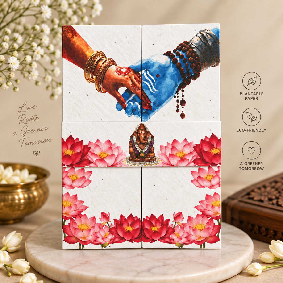 Wildlense Shiv Parvati Sacred Hands – Plantable Wedding Invitation Card