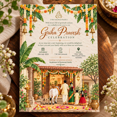 Wildlense Traditional Griha Pravesh – A5 Plantable Housewarming Invitation Card