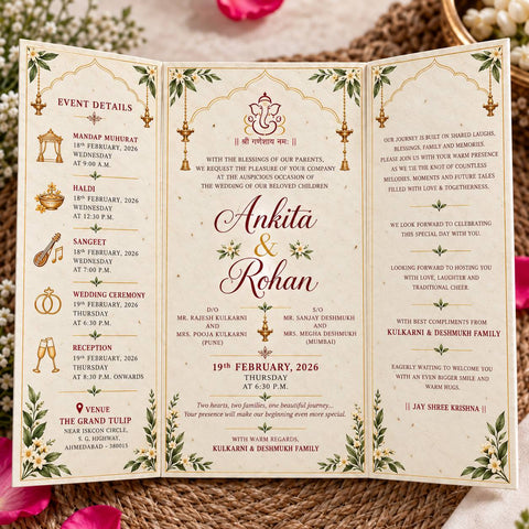 Wildlense Plantable Door Fold Sanskriti Marathi Wedding Invitation Card