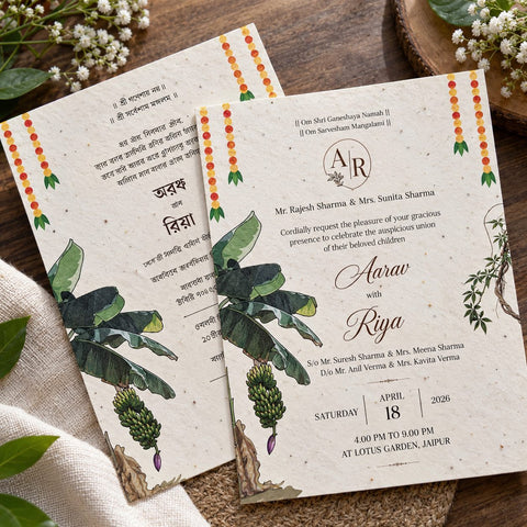 Wildlense Plantable Seed Paper Wedding Invitation – Two Insert Set! Southindian Wedding cards