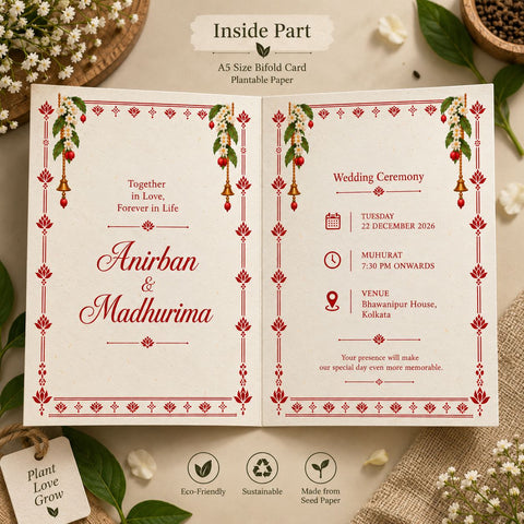 Wildlense Plantable Shubho Bibaho Bengali Eco-Friendly Wedding Invitation Card
