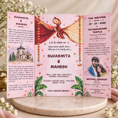 Wildlense Plantable Traditional DoorFold Shiv Parvati Hand Holds Wedding Invitation Card