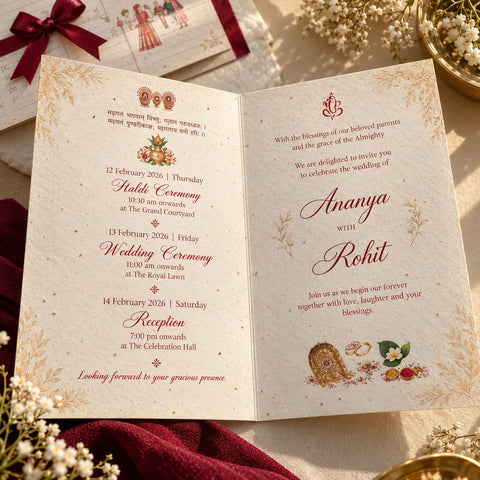 Wildlense Royal Heritage Plantable Seed Paper Bifold Wedding Invitation Card