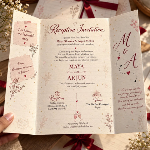 Wildlense Schoolmates to Soulmates – Plantable Seed Paper Door Fold Wedding Invitation