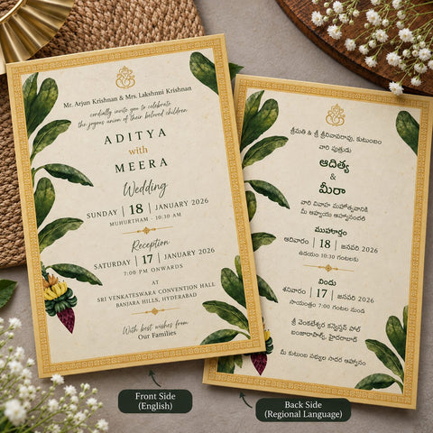 Wildlense South Indian Both-Side Printed Plantable Seed Paper Wedding Invitation Card – A5