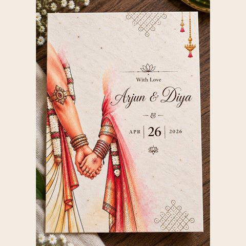 Wildlense Traditional Tamil Plantable Seed Paper Bifold Wedding Invitation Card! Southindian Wedding cards