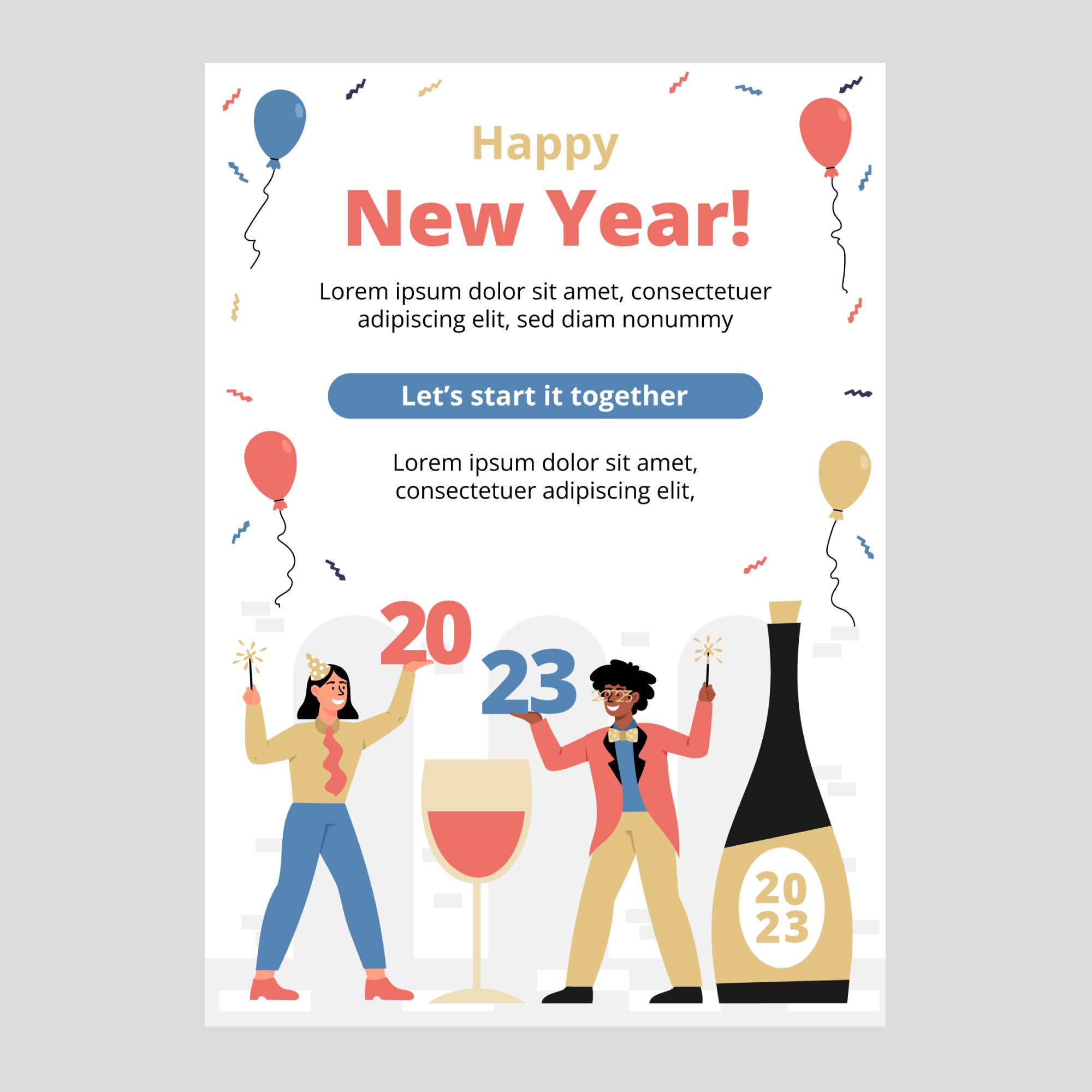 Plantable Wine & Dine New Year Eco Greetings & Party Invitation