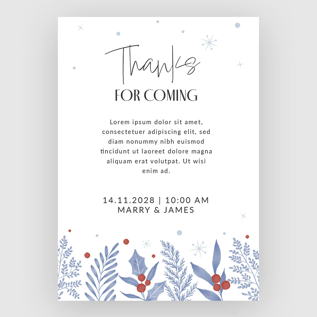 Plantable Winter Wedding Thank You Cards - Set of 100